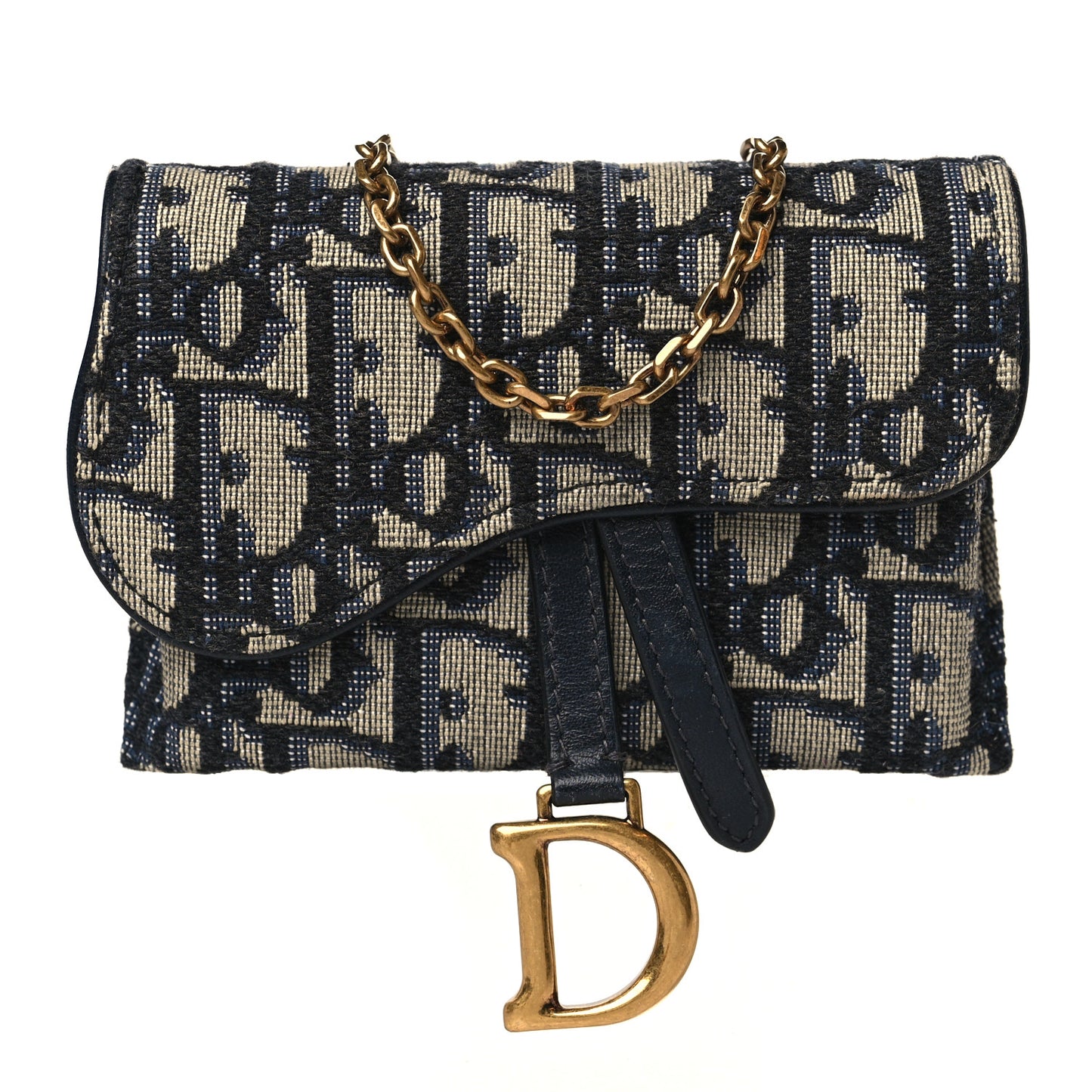 Oblique Nano Saddle Chain Pouch Blue