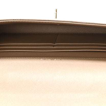 Chanel Calfskin Lizard Embossed Top Handle Long Clutch With Chain Dark Khaki 5 of 12
