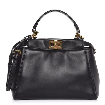 Fendi Nappa Mini Peekaboo Iconic Satchel Black 1 of 8