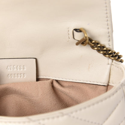 Gucci Calfskin Matelasse Super Mini GG Marmont Shoulder Bag White 11 of 12