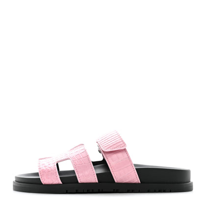 Hermes Matte Alligator Womens Chypre Sandals 36.5 Pink 1 of 9