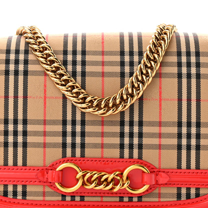 Burberry Patent 1983 Knight Check Link Shoulder Bag Bright Red 7 of 9