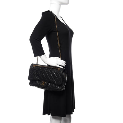 Chanel Crumpled Grained Calfskin Quilted Large Shiva Flap Black 2 of 10