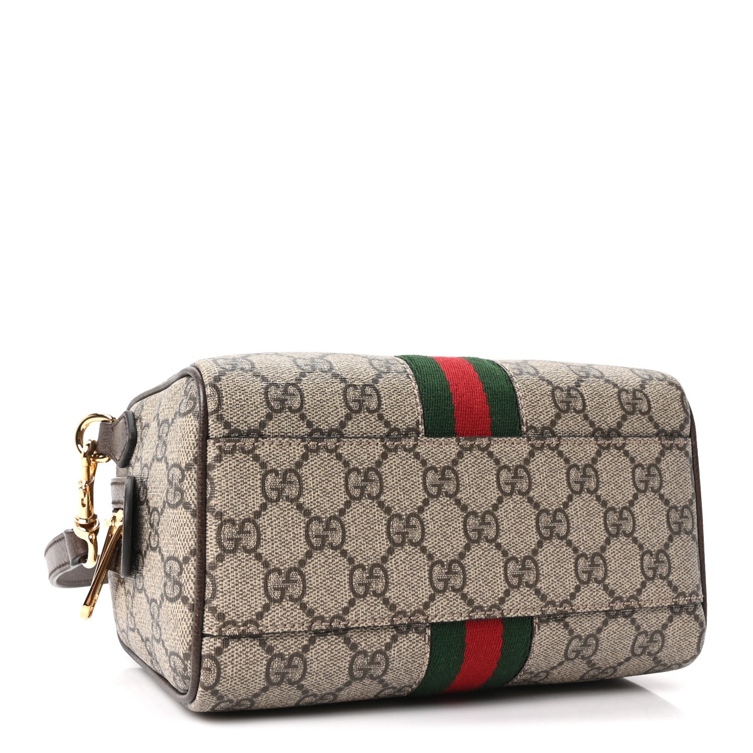 Gucci GG Supreme Monogram Textured Dollar Calfskin Web Mini Ophidia Top Handle Bag Beige Ebony New Acero 4 of 11