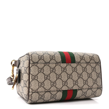 Gucci GG Supreme Monogram Textured Dollar Calfskin Web Mini Ophidia Top Handle Bag Beige Ebony New Acero 4 of 11