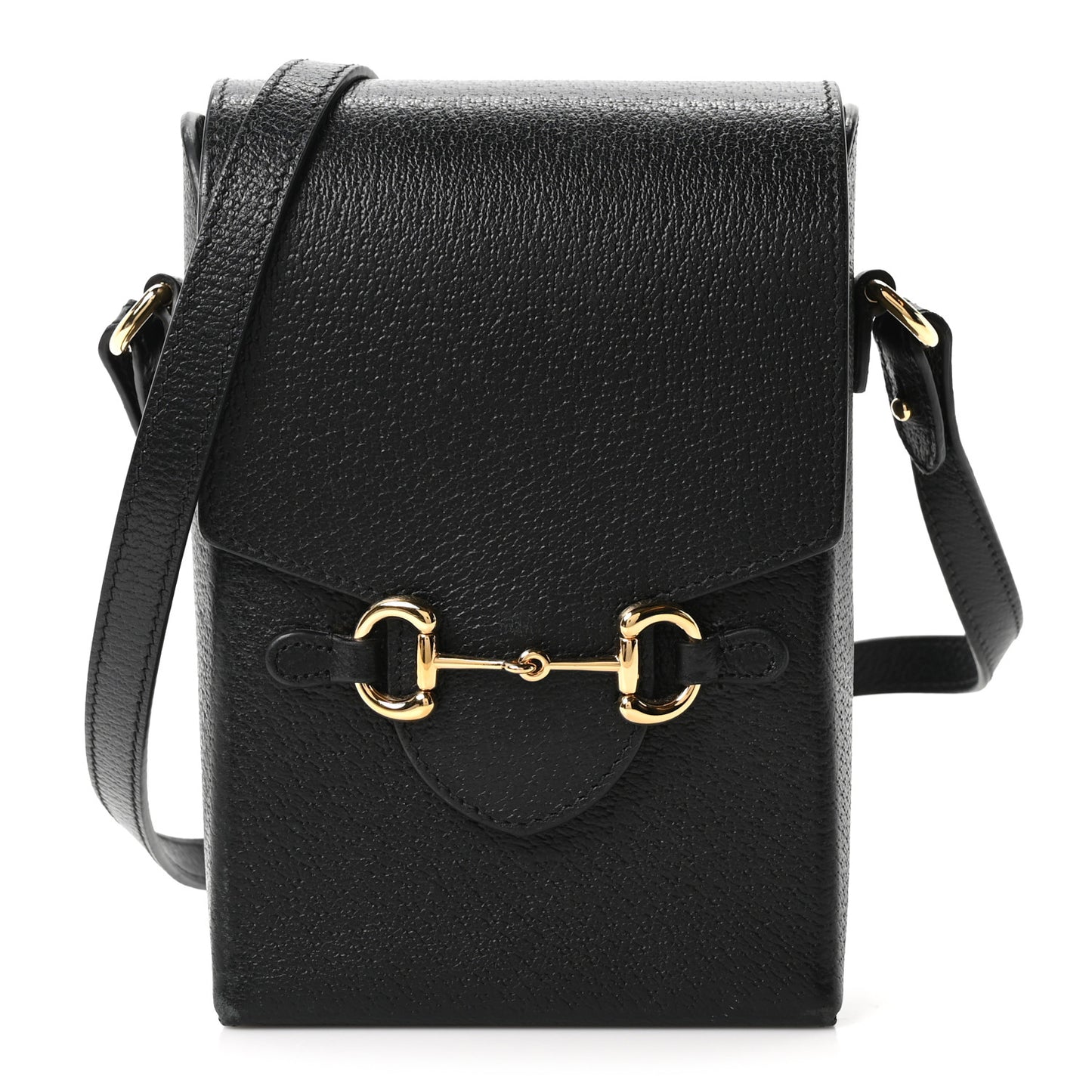 Dollar Calfskin Vertical Horsebit 1955 Crossbody Bag Black