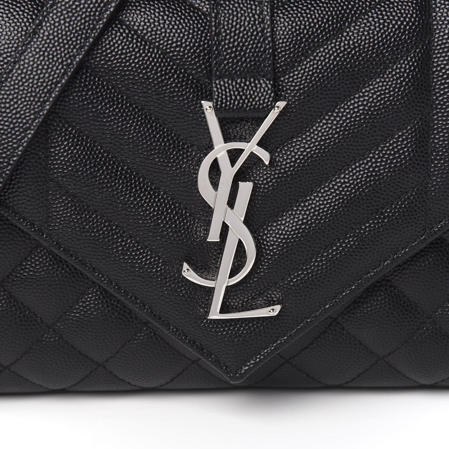 Grain De Poudre Textured Mixed Matelasse Triquilt Small Monogram Satchel Black