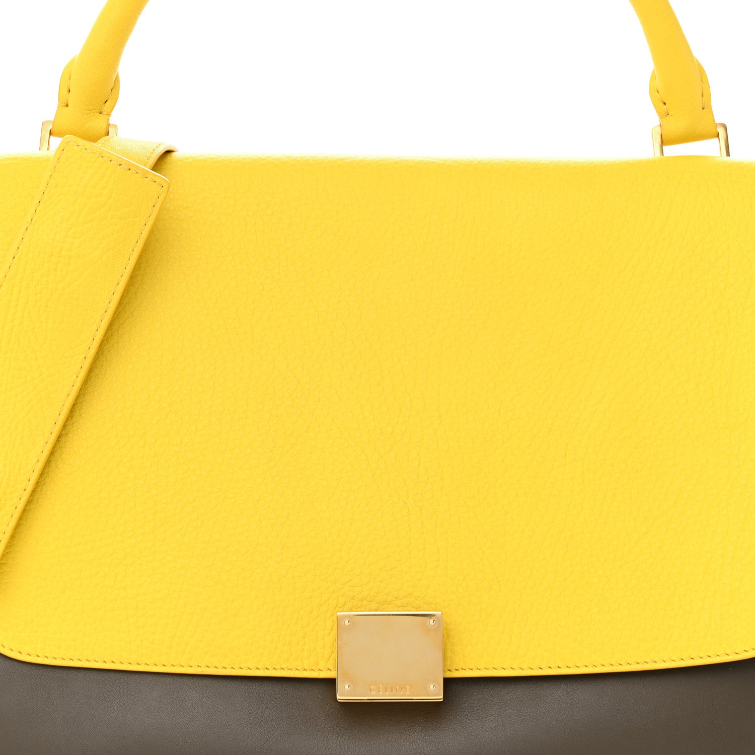 Celine Elephant Calfskin Small Tri-Color Trapeze Yellow 7 of 12