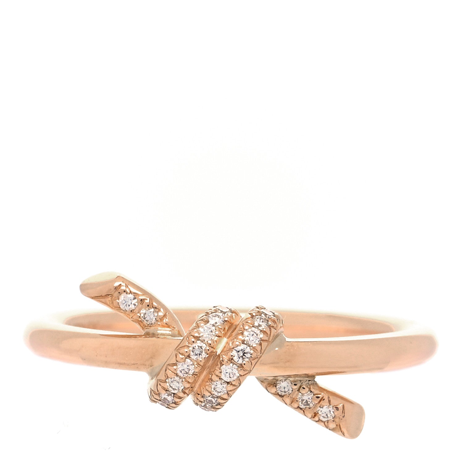 Tiffany 18K Rose Gold Diamond Small Knot Ring 47 4 1 of 5