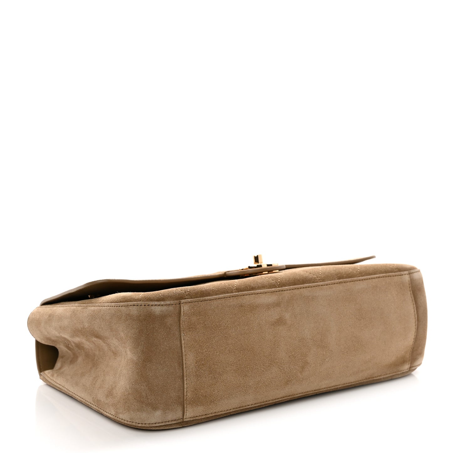 Suede Calfskin Small Souplissimo Maxi Flap Dark Beige