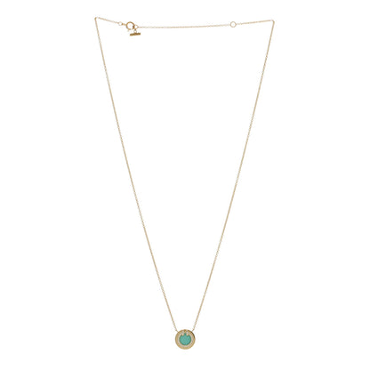Tiffany 18K Rose Gold Diamond Turquoise Small T Circle Pendant Necklace 3 of 4