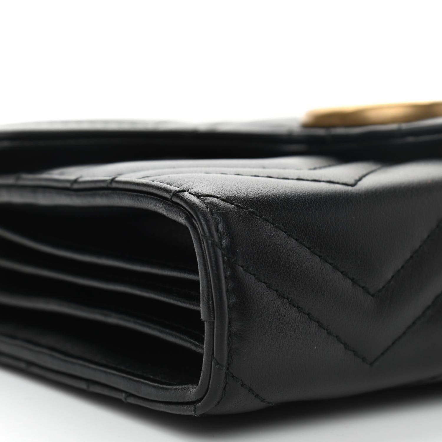Gucci Calfskin Matelasse GG Marmont Chain Wallet Black 5 of 12