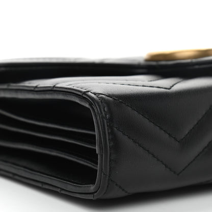 Gucci Calfskin Matelasse GG Marmont Chain Wallet Black 5 of 12