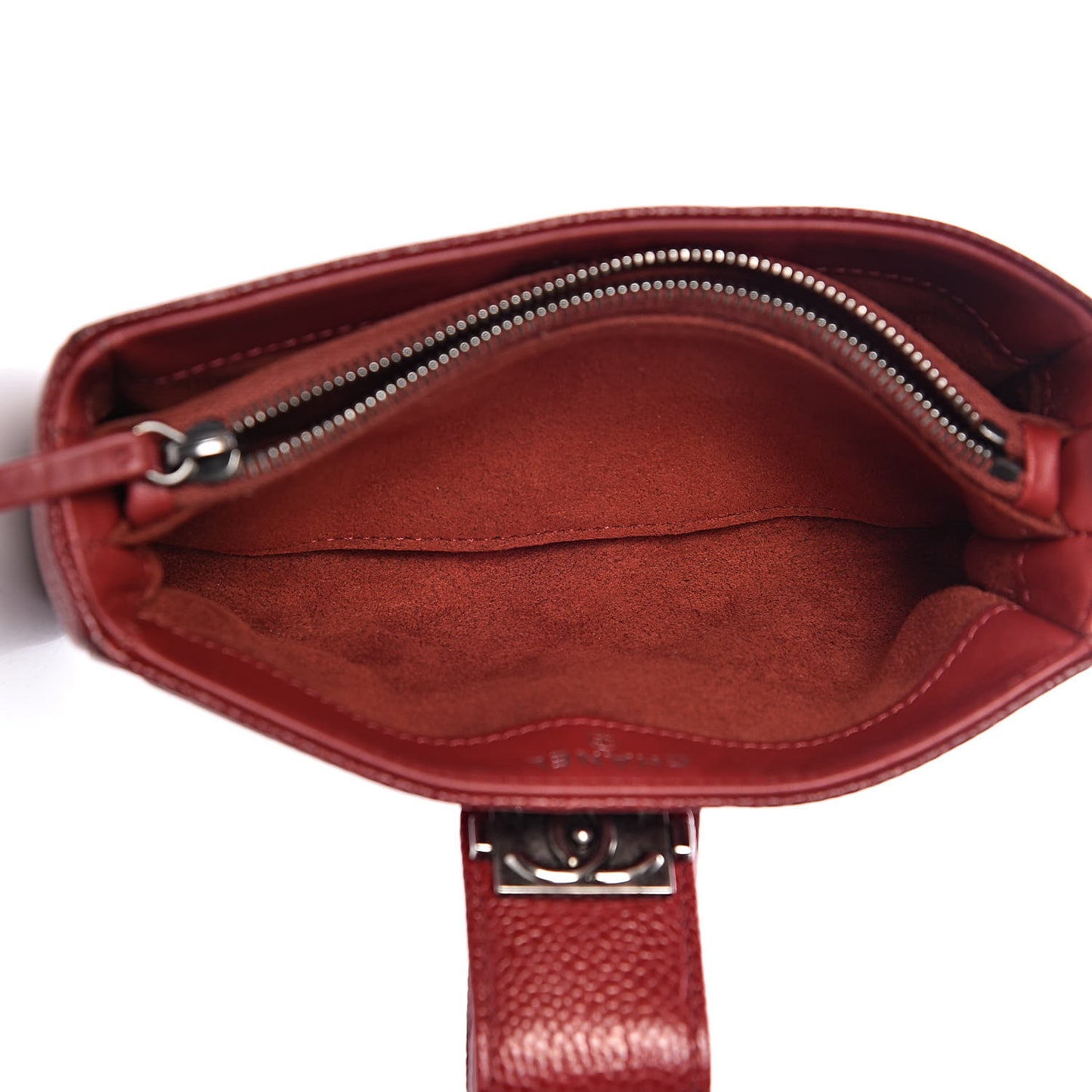 Caviar Quilted Mini Boy Phone Holder Clutch Dark Red