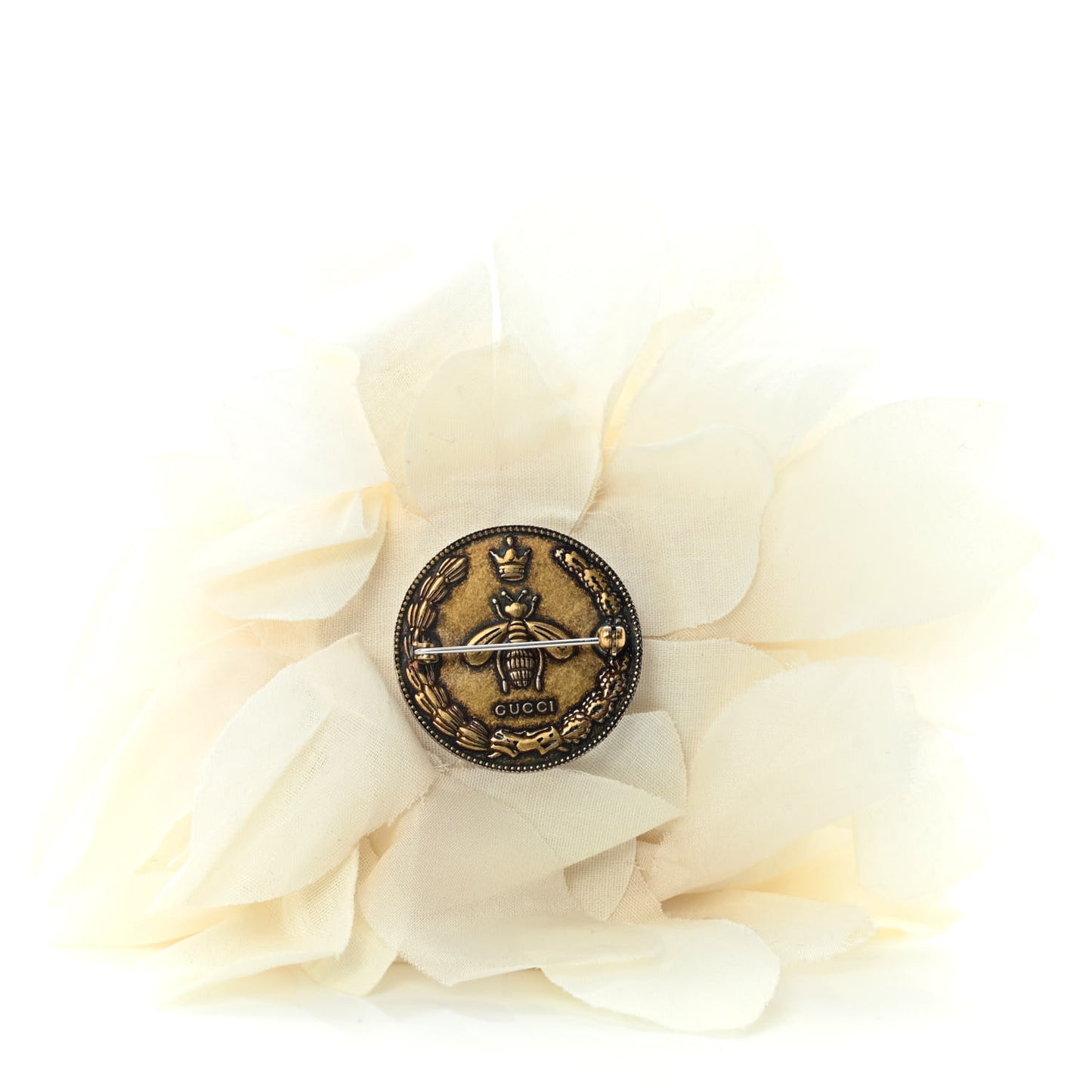 Fabric Flower Brooch White
