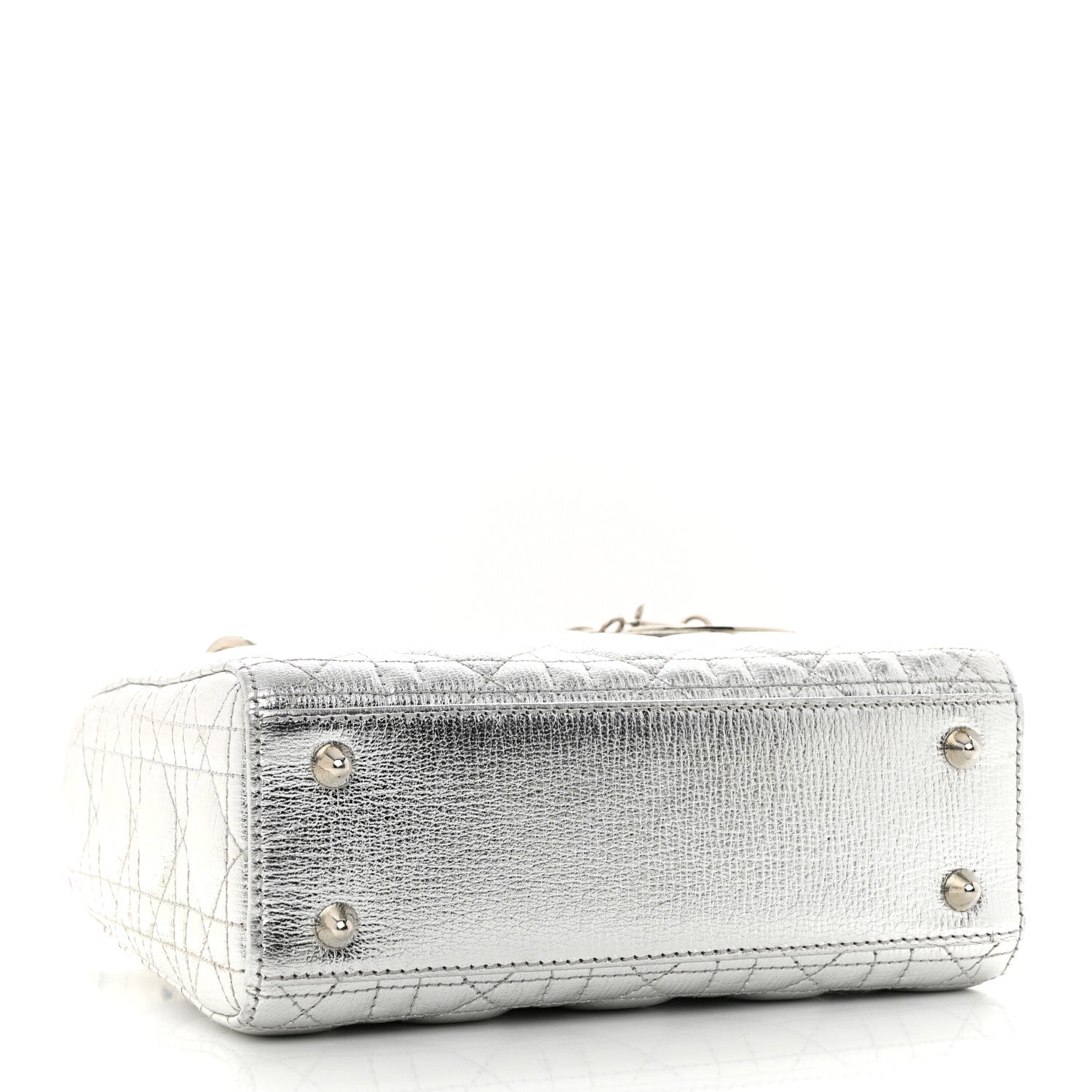 Christian Dior Metallic Grained Calfskin Cannage Small Lucky Badges My Lady Dior Silver 4 of 15
