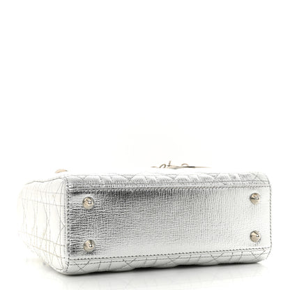 Christian Dior Metallic Grained Calfskin Cannage Small Lucky Badges My Lady Dior Silver 4 of 15