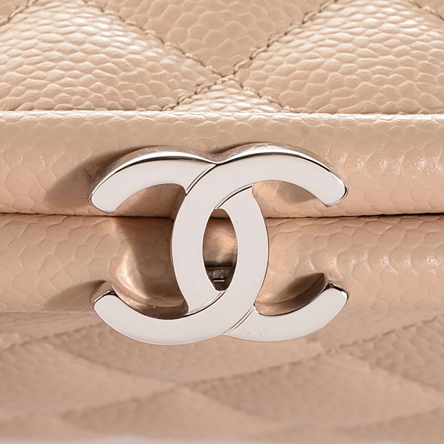 Caviar Quilted Timeless Clutch Beige Clair