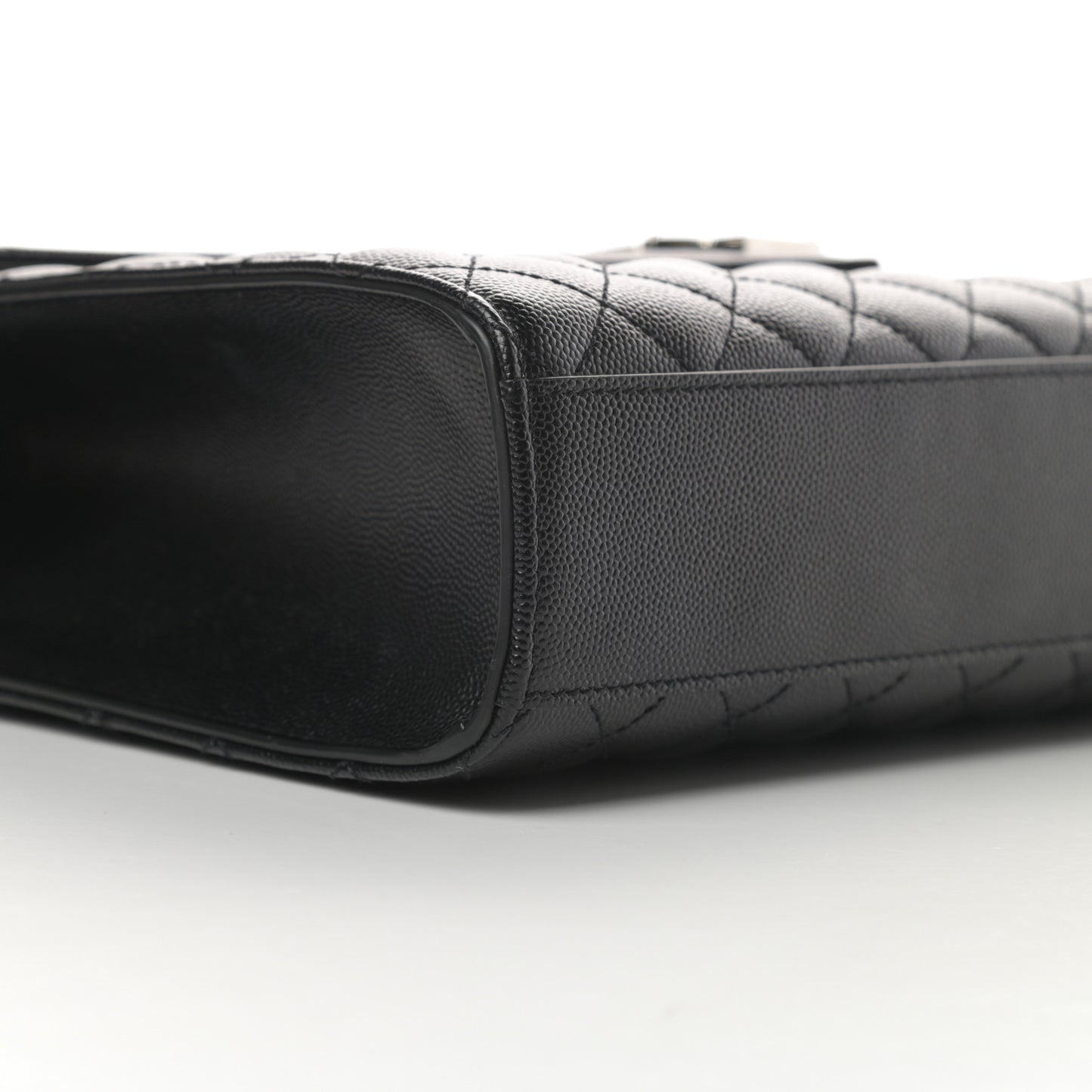 Grain De Poudre Textured Mixed Matelasse Large Triquilt Monogram Satchel Black