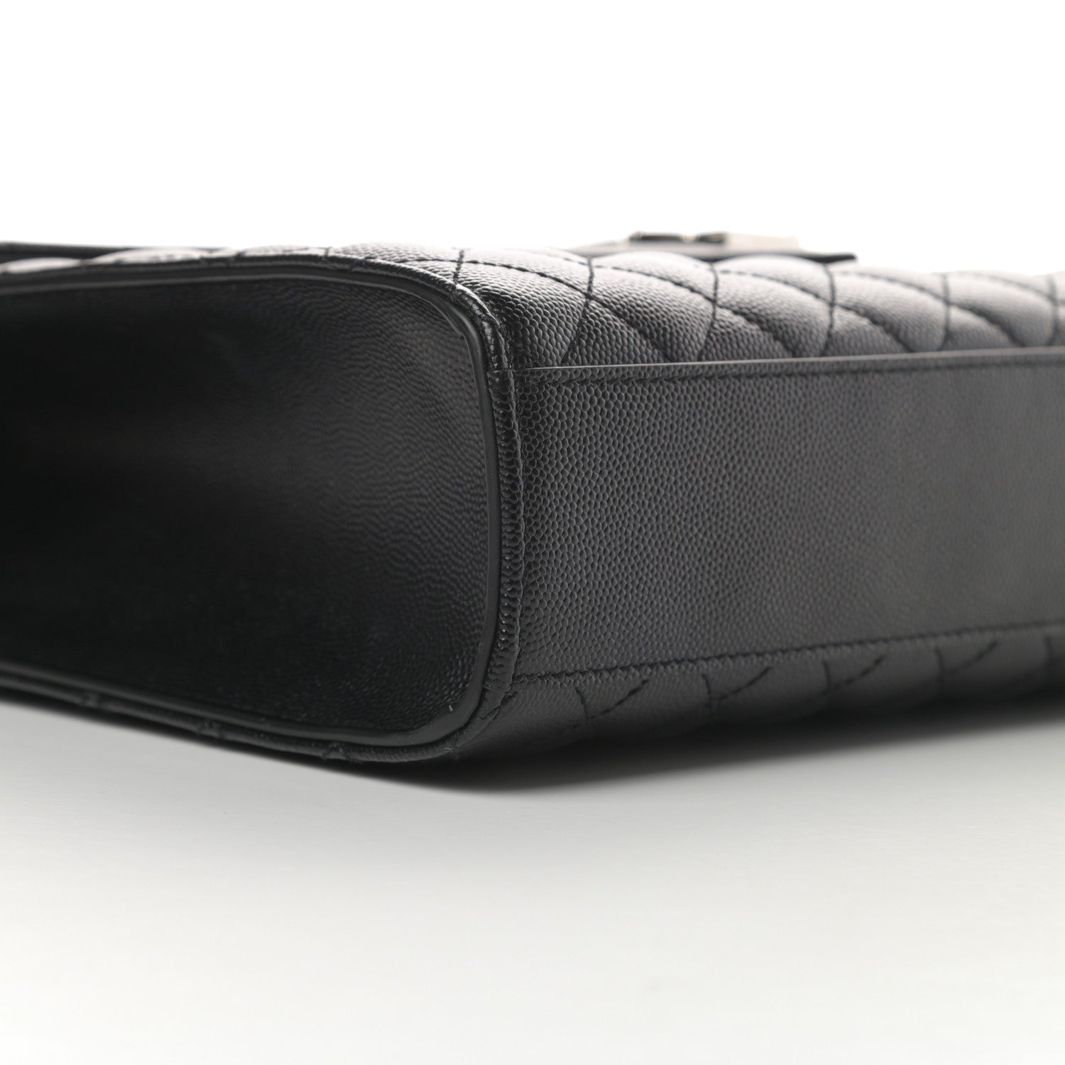 Saint Laurent Grain De Poudre Textured Mixed Matelasse Large Triquilt Monogram Satchel Black 9 of 11