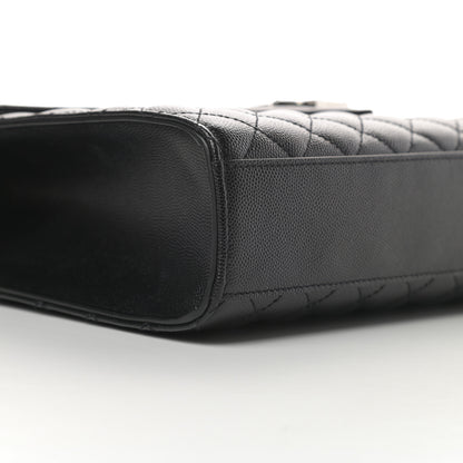 Saint Laurent Grain De Poudre Textured Mixed Matelasse Large Triquilt Monogram Satchel Black 9 of 11