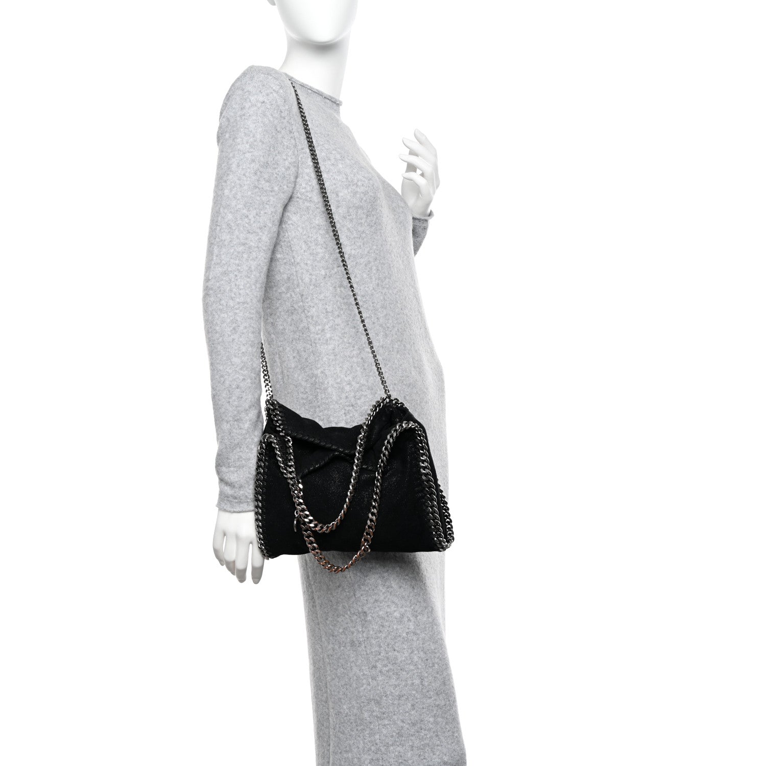Stella McCartney Shaggy Deer Mini Falabella Fold Over Tote Black 2 of 11