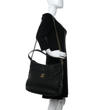 Chanel Iridescent Caviar Quilted Country Chic Hobo Black 2 of 10
