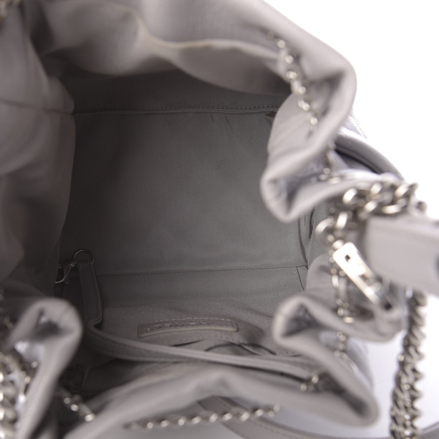 Caviar Quilted Small Chain Bucket Bag Light Gray