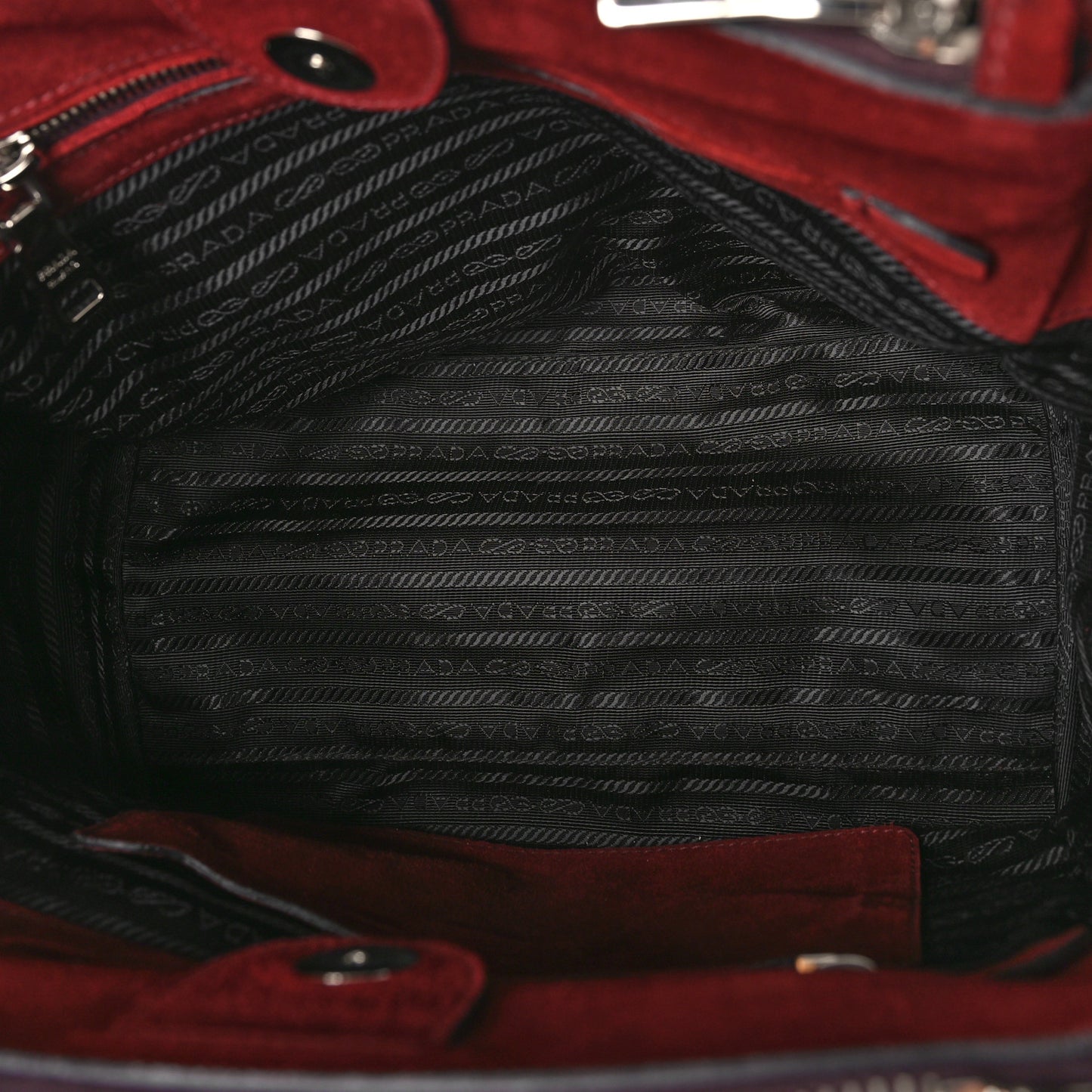 Suede Scamosciato Stitched Small Twin Pocket Tote Porpora