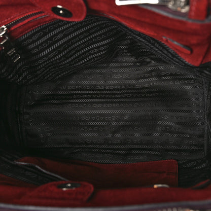 Prada Suede Scamosciato Stitched Small Twin Pocket Tote Porpora 5 of 8