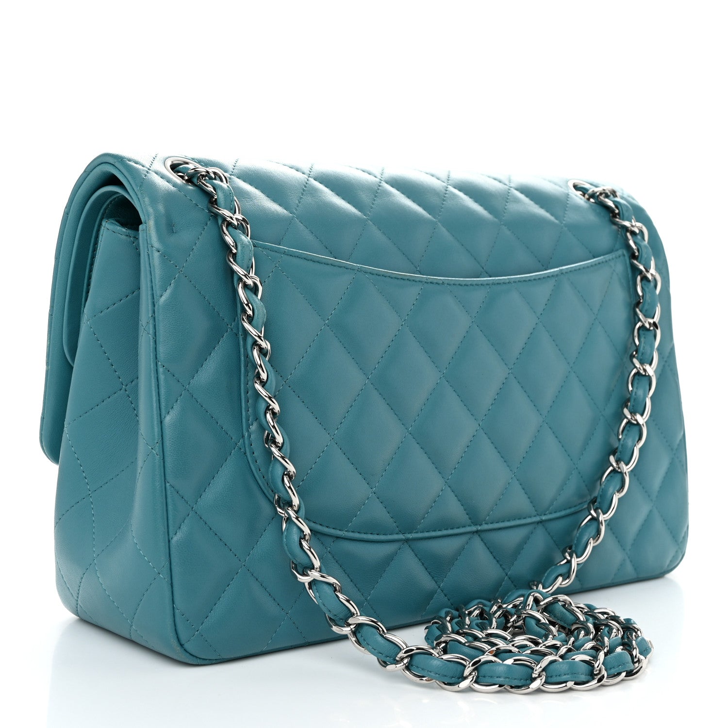 Chanel Lambskin Quilted Jumbo Double Flap Turquoise 3 of 11