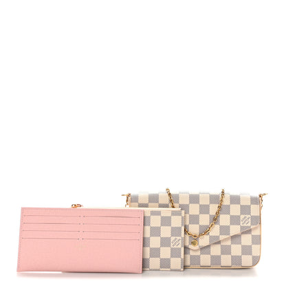Louis Vuitton Damier Azur Pochette Felicie Chain Wallet Rose Ballerine 2 of 9