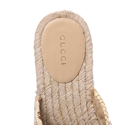 Gucci Straw Elaphe Matelasse GG Marmont Espadrille Slippers 37 Natural Cream Brown 5 of 10