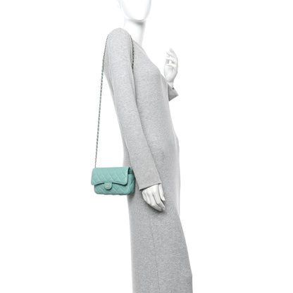Chanel Caviar Quilted Flap Phone Holder With Chain Turquoise 2 of 11