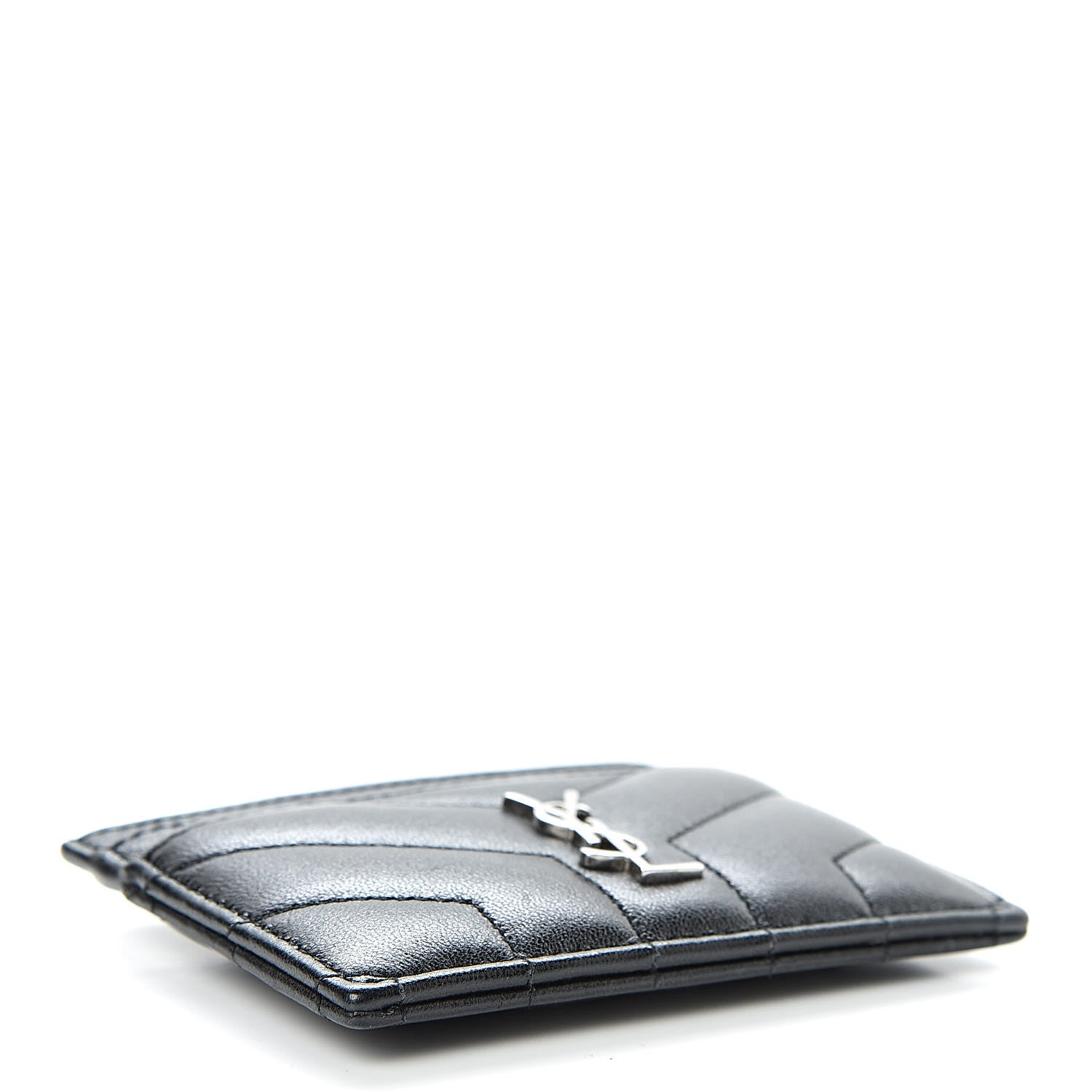 Saint Laurent Calfskin Y Quilted Monogram LouLou Credit Card Case Black 4 of 10