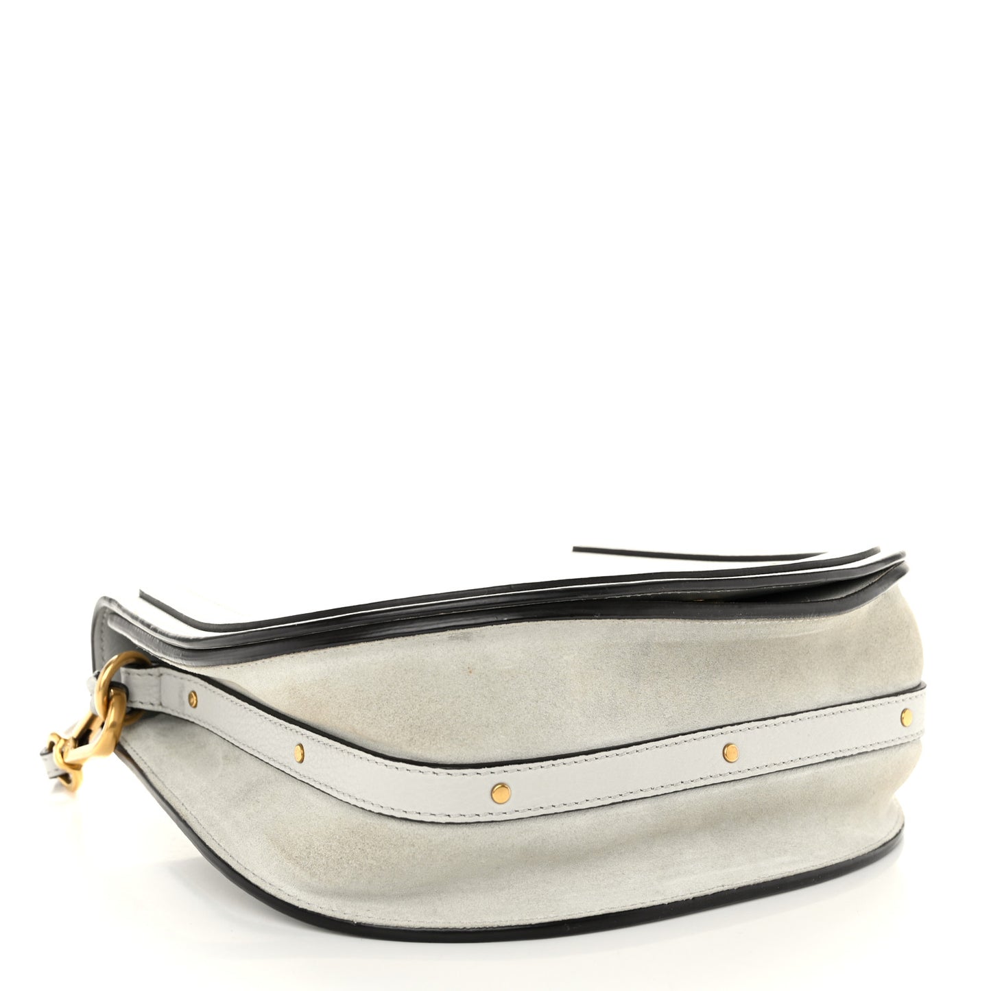 Calfskin Suede Medium Nile Bracelet Bag Airy Grey
