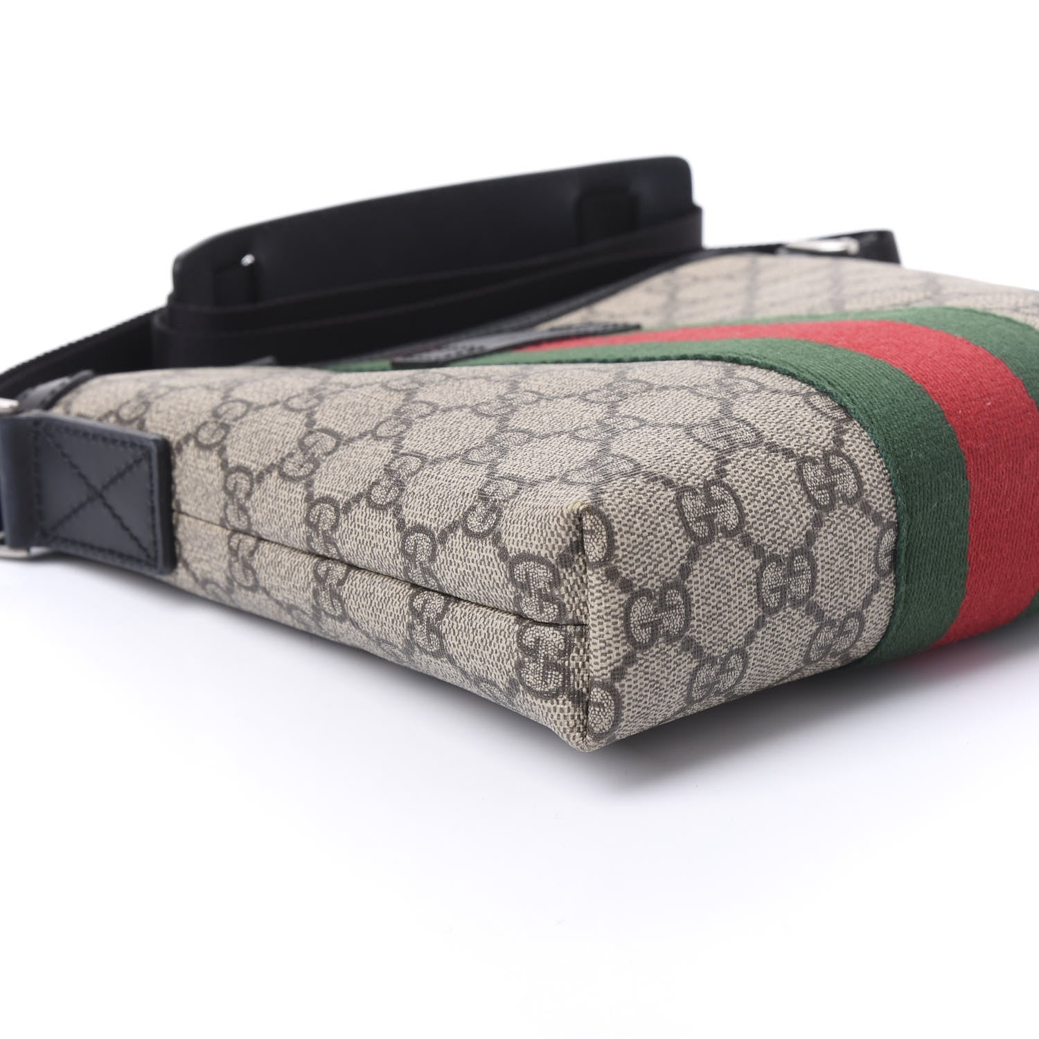 Gucci GG Supreme Monogram Web Messenger Bag Black 5 of 9