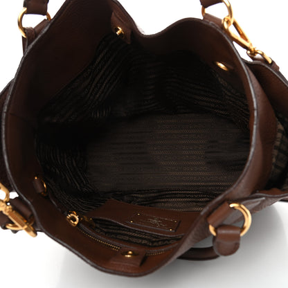 Prada Vitello Daino Double Pocket Shoulder Bag Bruciato 4 of 8