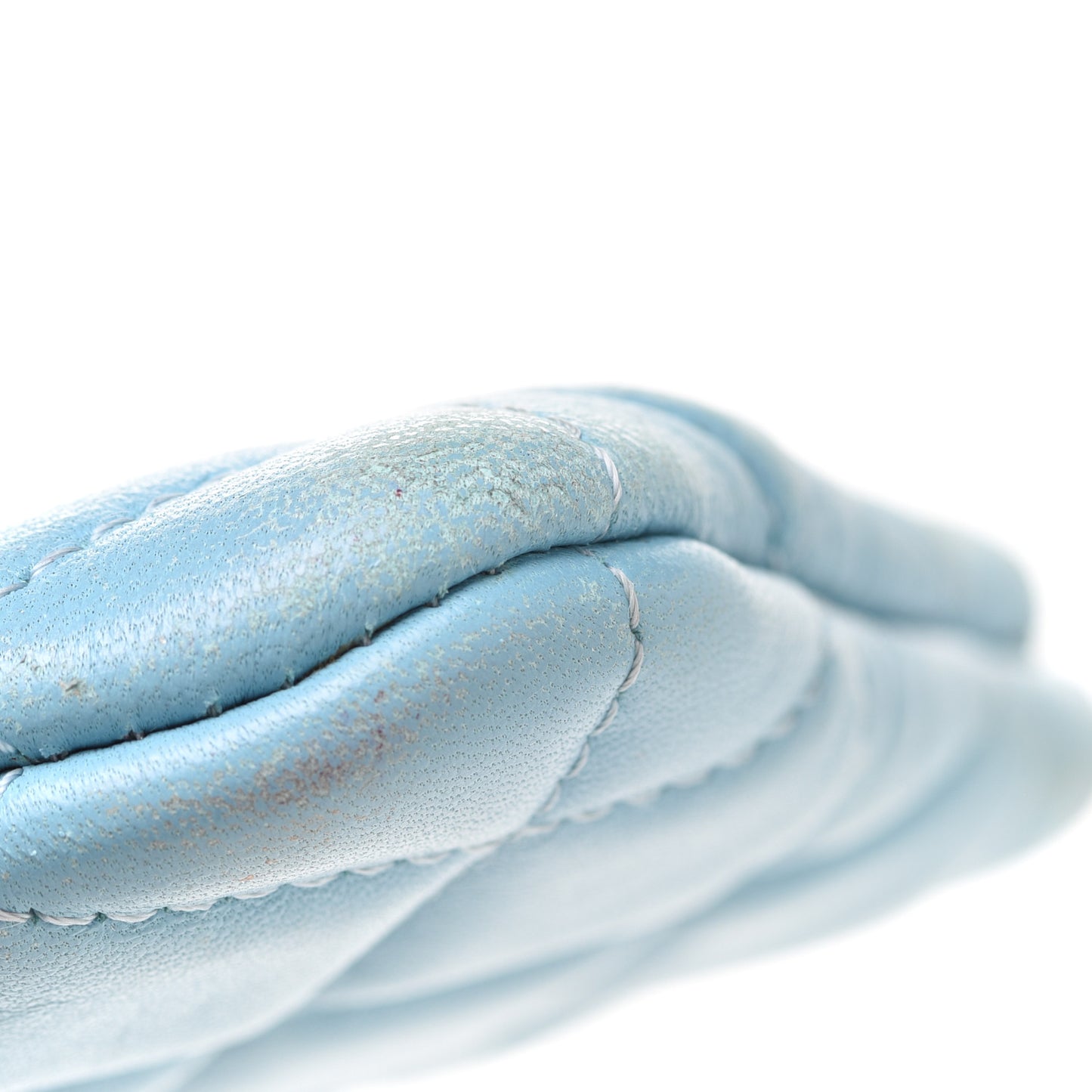 Lambskin Quilted Small Cosmetic Case Light Blue
