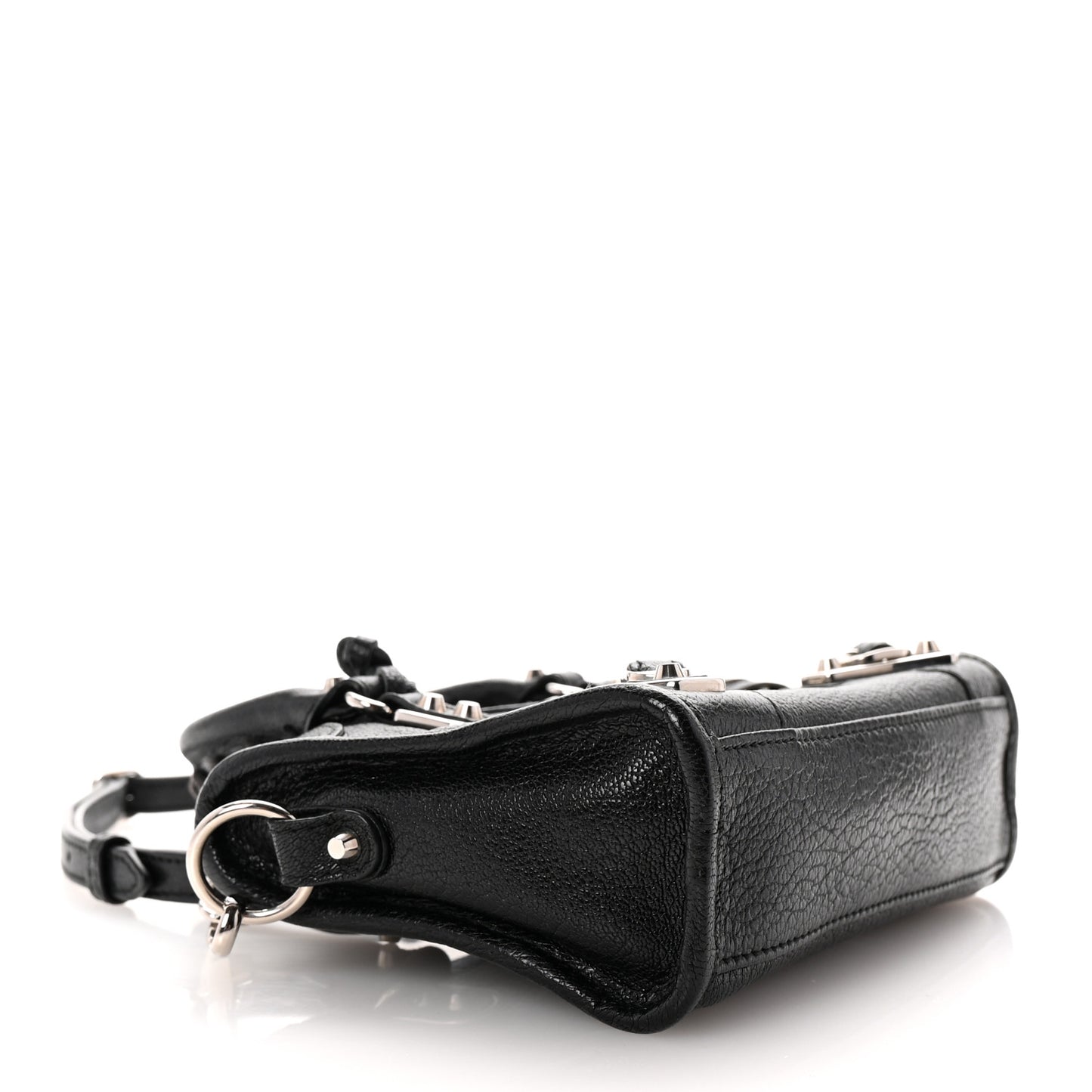 Chevre Silver Metallic Edge Hardware Nano City Black