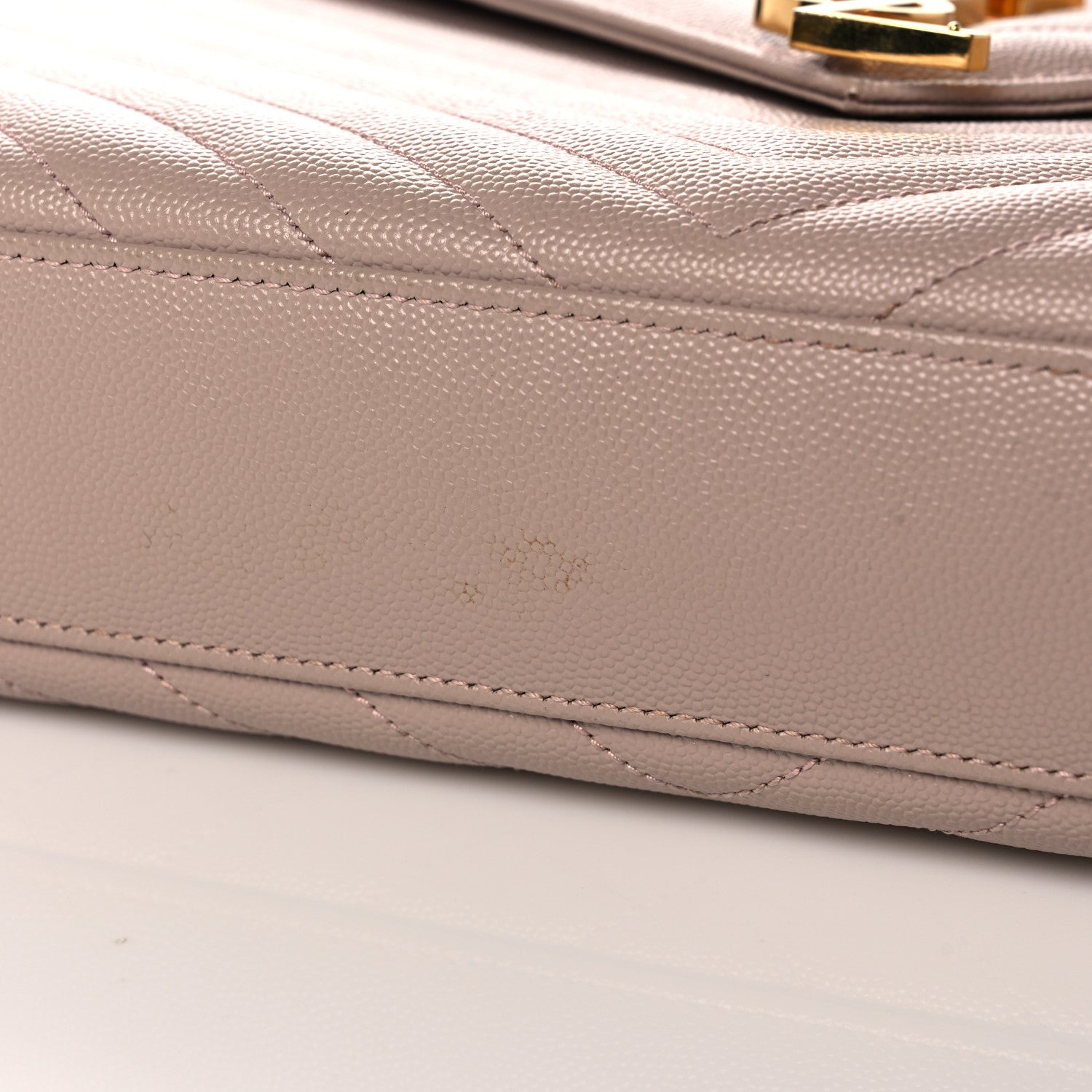 Saint Laurent Grain De Poudre Matelasse Chevron Large Monogram Satchel Nude Powder 8 of 9
