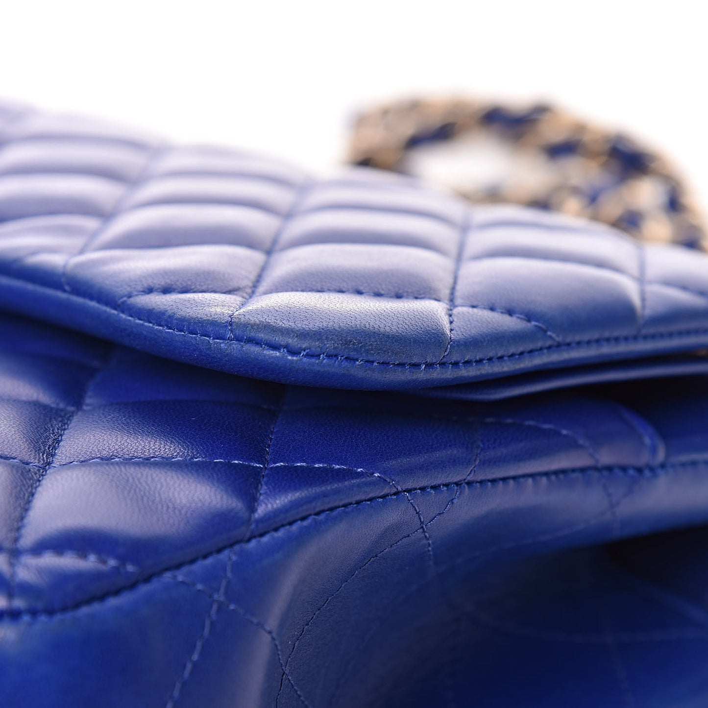 Lambskin Quilted Jumbo Double Flap Blue