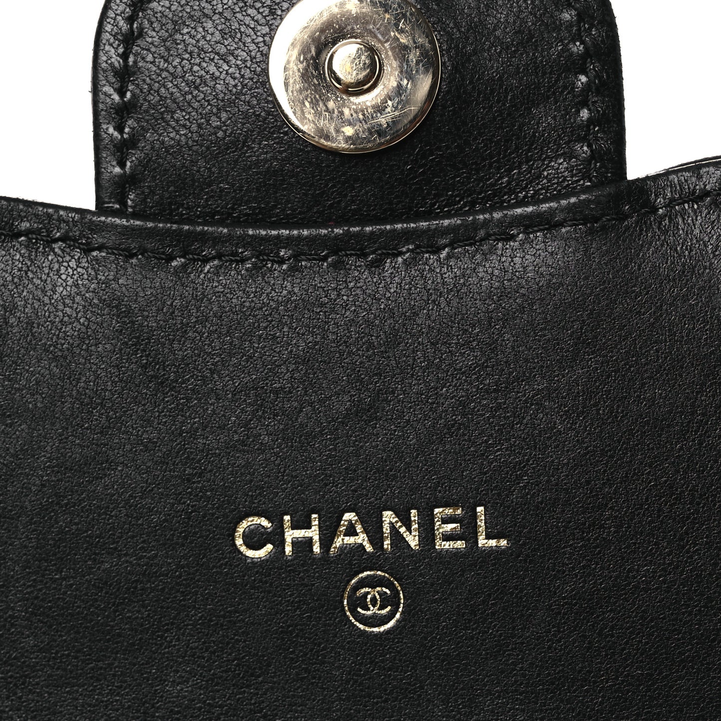 Lambskin Quilted Lacquered Chain Phone Holder With Chain Black