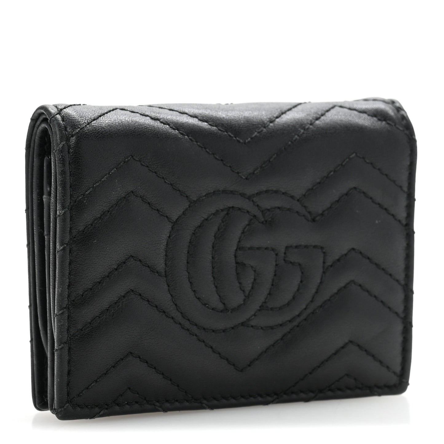 Calfskin Matelasse GG Marmont Card Case Wallet Black