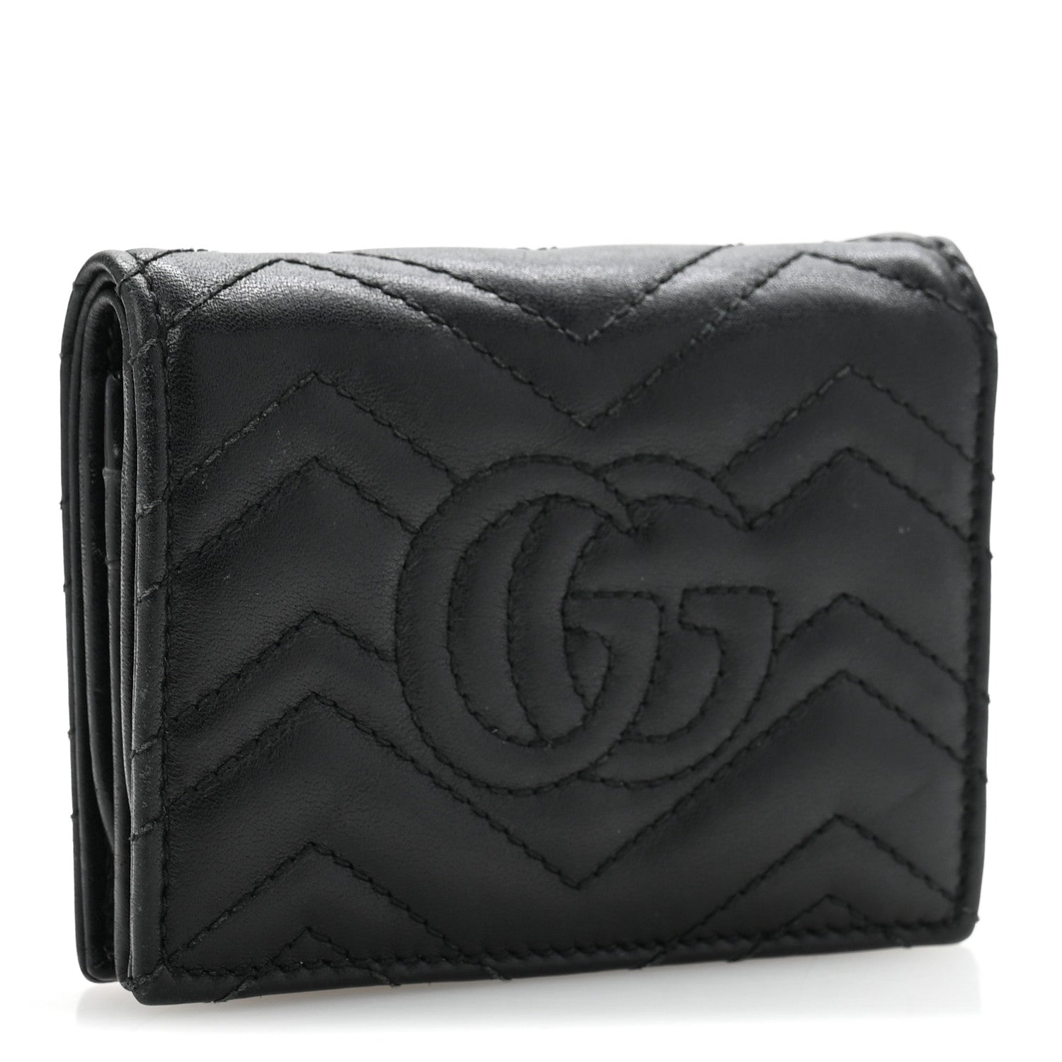 Gucci Calfskin Matelasse GG Marmont Card Case Wallet Black 3 of 11