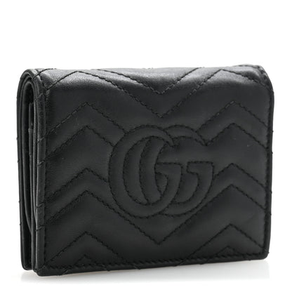 Gucci Calfskin Matelasse GG Marmont Card Case Wallet Black 3 of 11