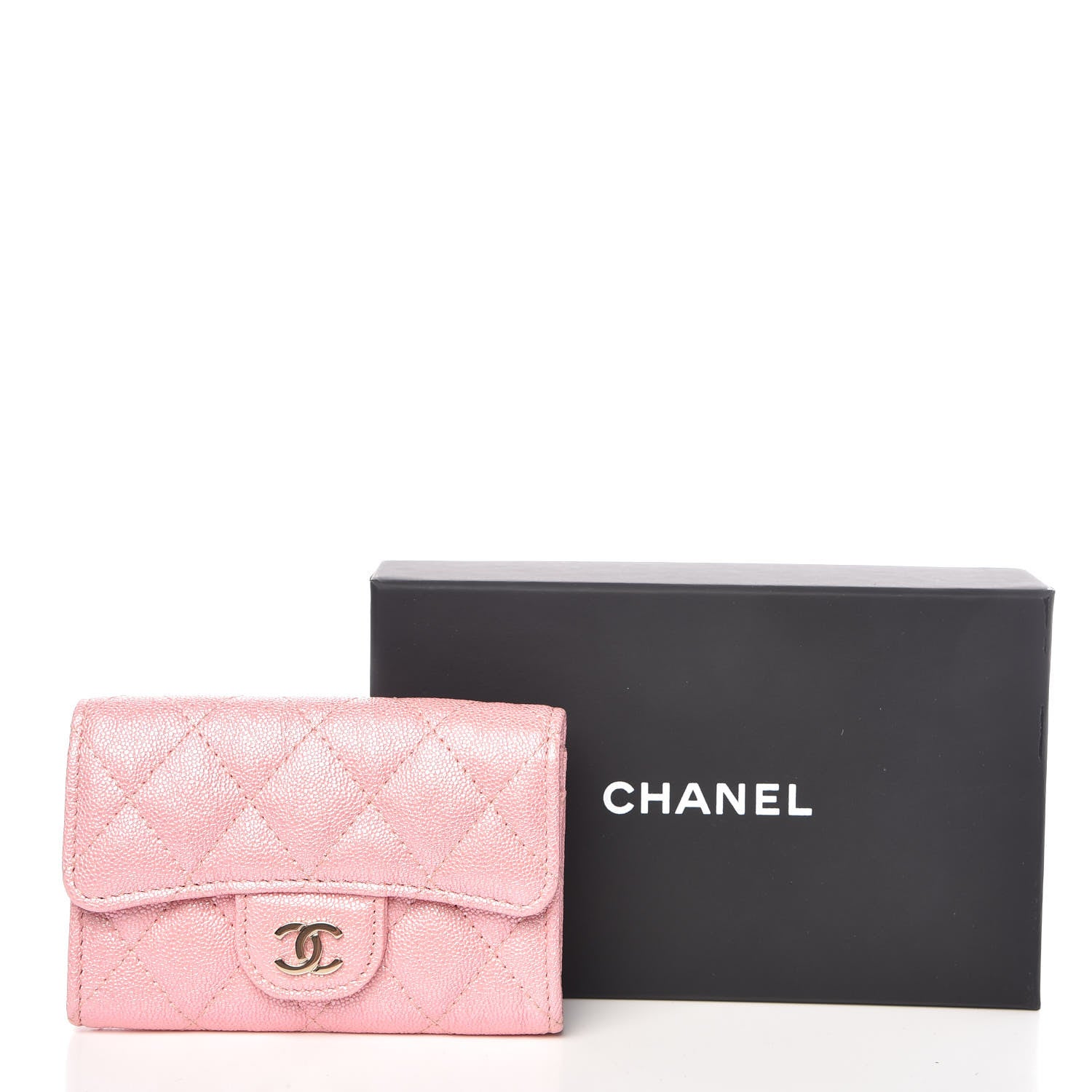 Chanel Iridescent Caviar Quilted Flap Card Holder Rose Pink 9 of 9