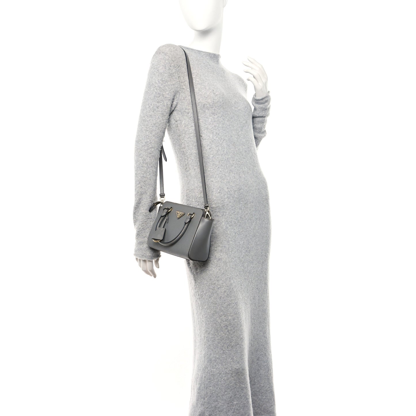 Saffiano Soft Calfskin Mini Zippered Tote Marmo