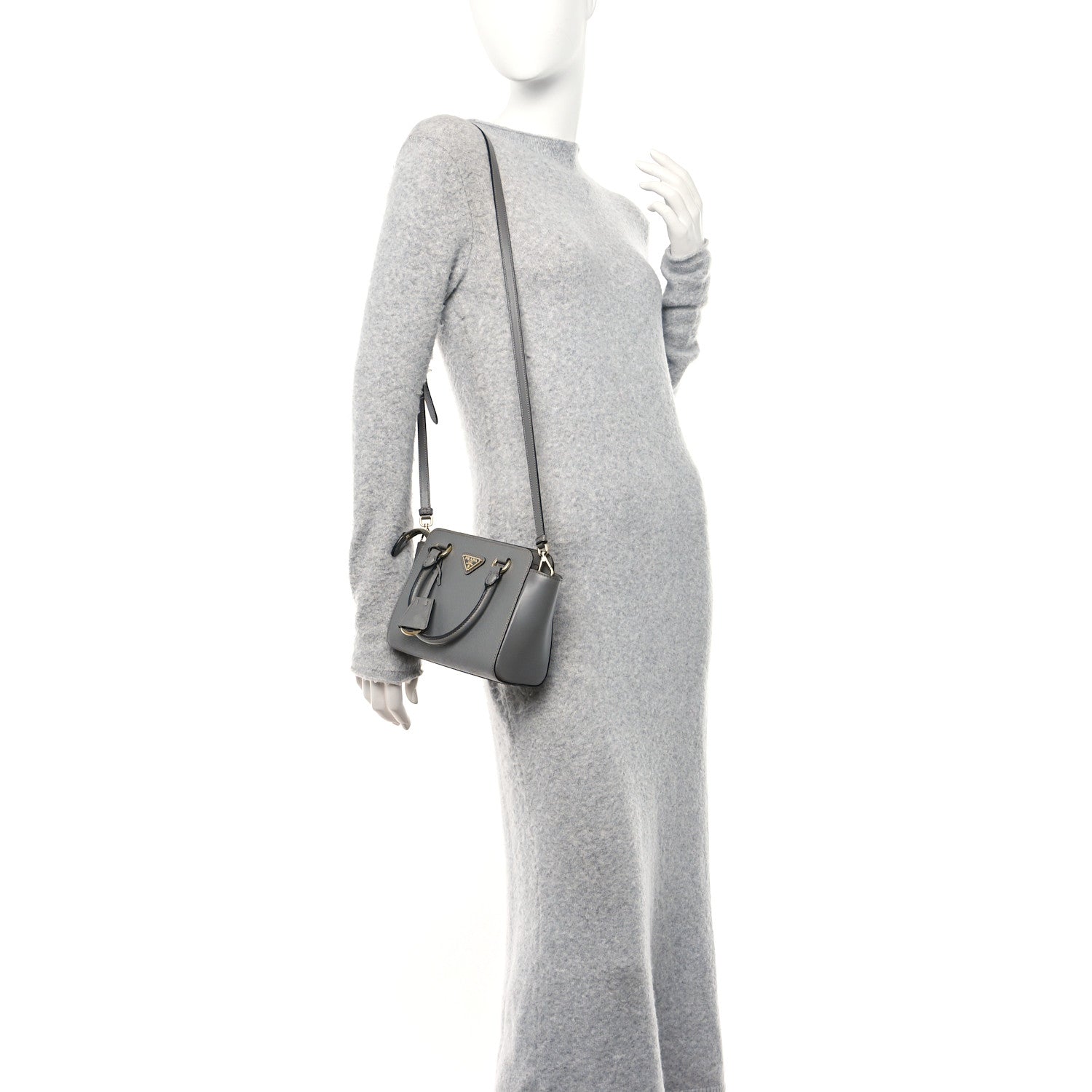 Prada Saffiano Soft Calfskin Mini Zippered Tote Marmo 2 of 12