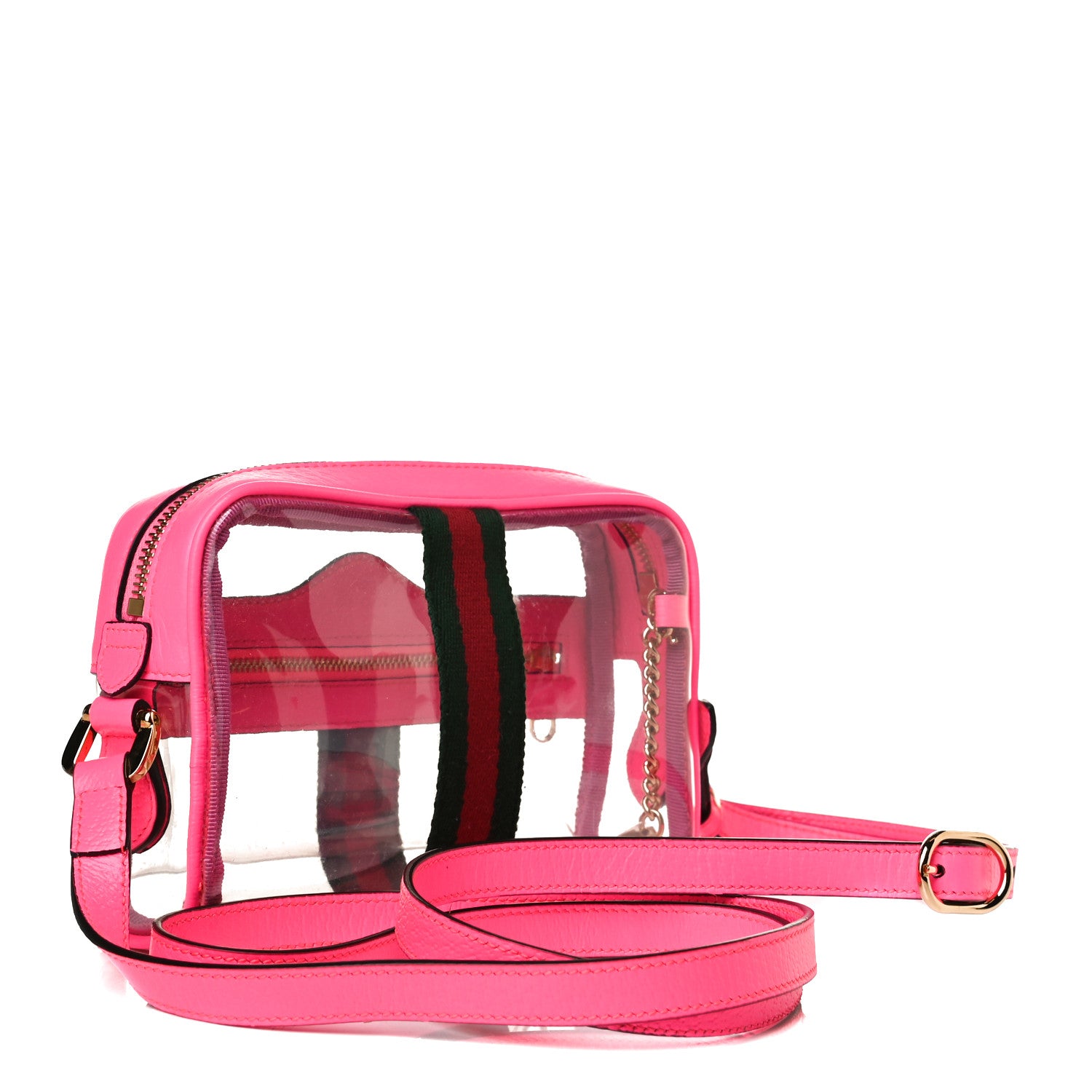 Gucci Vinyl Web Mini Ophidia Transparent Shoulder Bag Fluorescent Fuchsia 3 of 14
